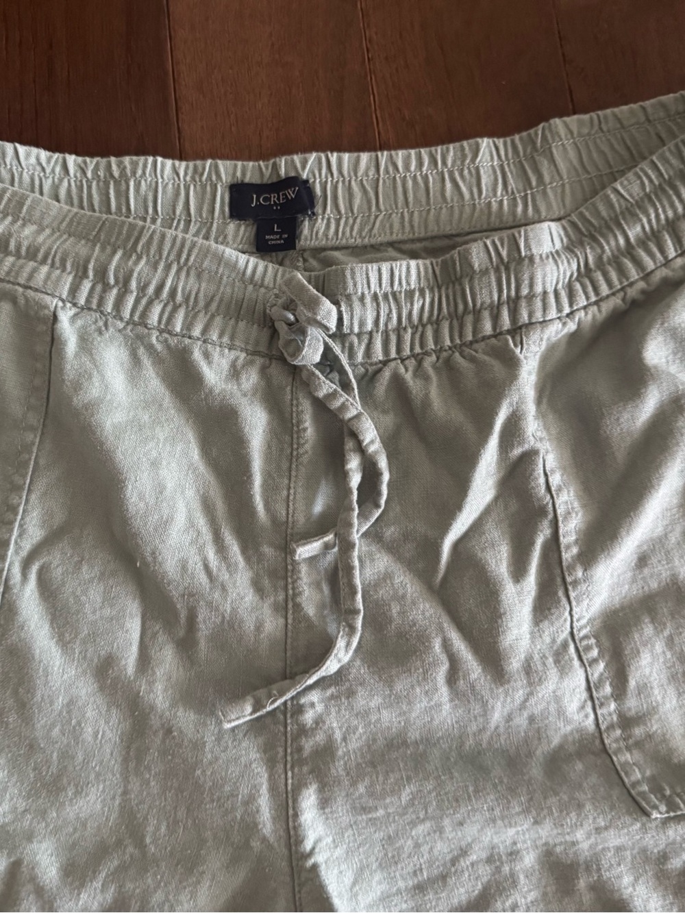 J. Crew Women’s  Light Green Drawstring Linen-Blend Shorts